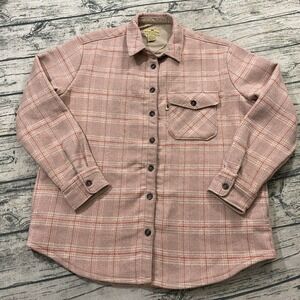 Buffalo Jackson Womens L Wool Blend Shacket‎ Chore Button Shirt Plaid Western